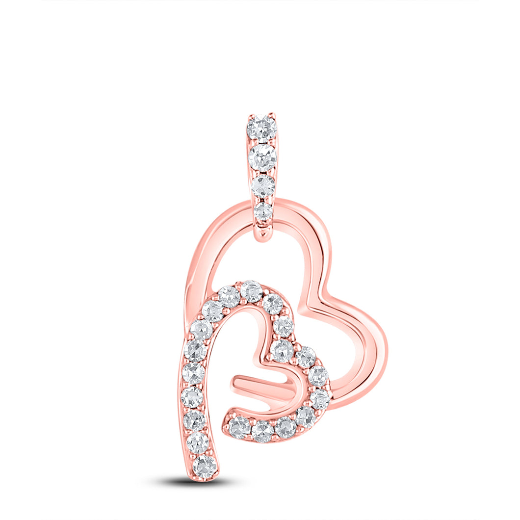 Radiant Rose Gold Diamond Double Heart Pendant - Splendid Jewellery