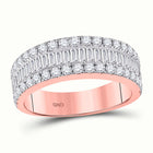 Radiant Rose Gold Diamond Elegance: 14kt Baguette Diamond Band Ring - Top View