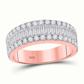 Radiant Rose Gold Diamond Elegance: 14kt Baguette Diamond Band Ring - Top View