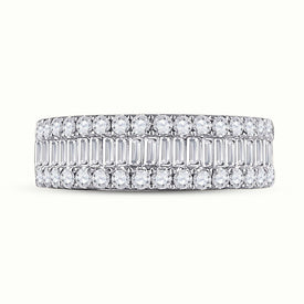 Radiant Rose Gold Diamond Elegance: 14kt Baguette Diamond Band Ring - Splendid Jewellery