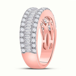 Radiant Rose Gold Diamond Elegance: 14kt Baguette Diamond Band Ring - Splendid Jewellery