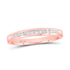 Radiant Rose Gold Diamond Elegance: 14kt Round Diamond Single Row Band Ring 1/6 Cttw - Splendid Jewellery