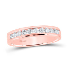 Load image into Gallery viewer, Radiant Rose Gold Diamond Eternity Band | 14kt Rose Gold Womens Round Diamond Single Row Band Ring 1/2 Cttw - Splendid Jewellery