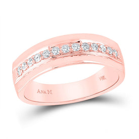 Radiant Rose Gold Diamond Eternity Wedding Band - 1/3 Cttw - Top View