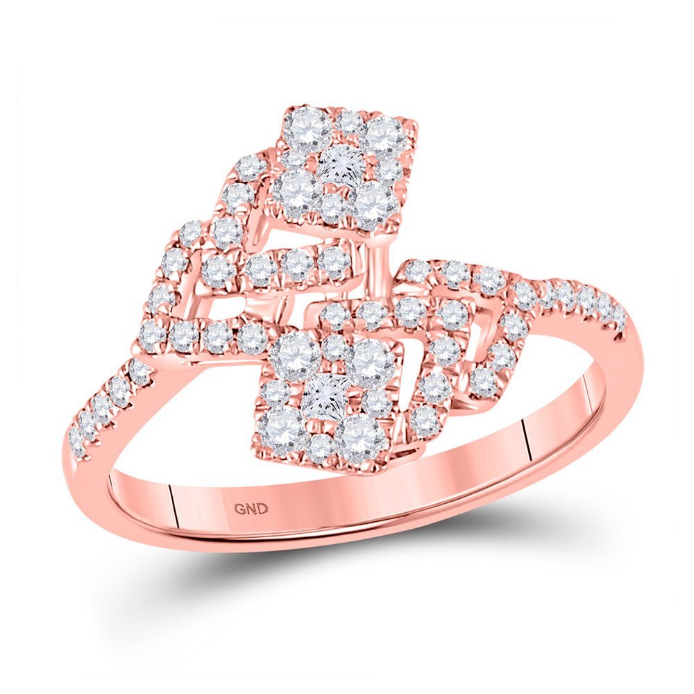 Radiant Rose Gold Diamond Fashion Ring: 14kt Rose Gold Womens Round Diamond Fashion Ring 1/2 Cttw - Splendid Jewellery