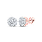 Radiant Rose Gold Diamond Flower Cluster Earrings - A Captivating Blooming Beauty - Splendid Jewellery