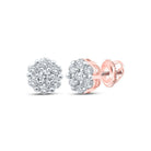 Radiant Rose Gold Diamond Flower Cluster Earrings: A Captivating Floral Delight - Splendid Jewellery
