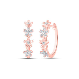 Radiant Rose Gold Diamond Flower Hoop Earrings - Splendid Jewellery