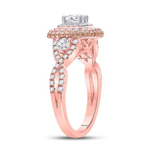 Load image into Gallery viewer, Radiant Rose Gold Diamond Halo Bridal Wedding Ring - Second Side View