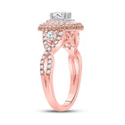 Radiant Rose Gold Diamond Halo Bridal Wedding Ring - Second Side View