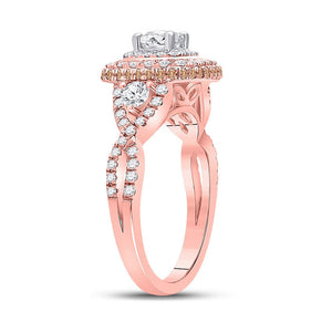 Radiant Rose Gold Diamond Halo Bridal Wedding Ring - Splendid Jewellery