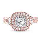 Radiant Rose Gold Diamond Halo Bridal Wedding Ring - Splendid Jewellery