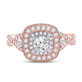 Radiant Rose Gold Diamond Halo Bridal Wedding Ring - Splendid Jewellery