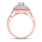 Radiant Rose Gold Diamond Halo Bridal Wedding Ring - Side View