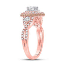 Radiant Rose Gold Diamond Halo Bridal Wedding Ring - Splendid Jewellery