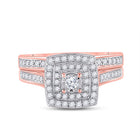 Radiant Rose Gold Diamond Halo Bridal Wedding Ring Band Set - Alternate view 4 from Splendid Jewellery
