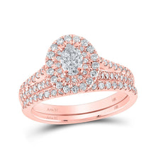 Load image into Gallery viewer, Radiant Rose Gold Diamond Halo Bridal Wedding Ring Band Set - Splendid Jewellery