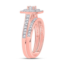 Load image into Gallery viewer, Radiant Rose Gold Diamond Halo Bridal Wedding Ring Band Set - Splendid Jewellery