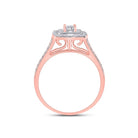 Radiant Rose Gold Diamond Halo Bridal Wedding Ring Band Set - Splendid Jewellery