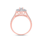 Radiant Rose Gold Diamond Halo Bridal Wedding Ring Band Set - Splendid Jewellery
