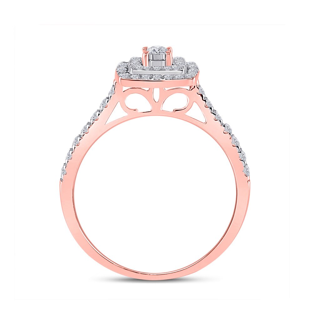 Radiant Rose Gold Diamond Halo Bridal Wedding Ring Set - Splendid Jewellery
