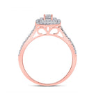 Radiant Rose Gold Diamond Halo Bridal Wedding Ring Set - Splendid Jewellery