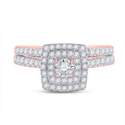 Radiant Rose Gold Diamond Halo Bridal Wedding Ring Set - Alternate view 4 from Splendid Jewellery
