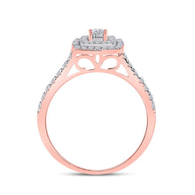 Load image into Gallery viewer, Radiant Rose Gold Diamond Halo Bridal Wedding Ring Set - Alternate view 2 from Splendid Jewellery