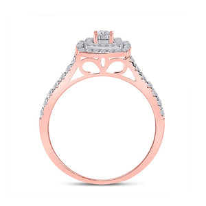 Radiant Rose Gold Diamond Halo Bridal Wedding Ring Set - Splendid Jewellery