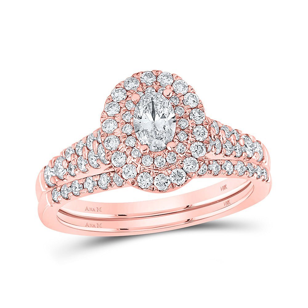 Radiant Rose Gold Diamond Halo Bridal Wedding Ring Set - Eternal Love Collection - Splendid Jewellery