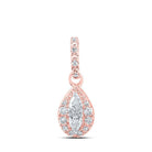 Radiant Rose Gold Diamond Halo Pendant - 1/6 Ct.t.w. Pear Diamond Fashion Pendant - Splendid Jewellery