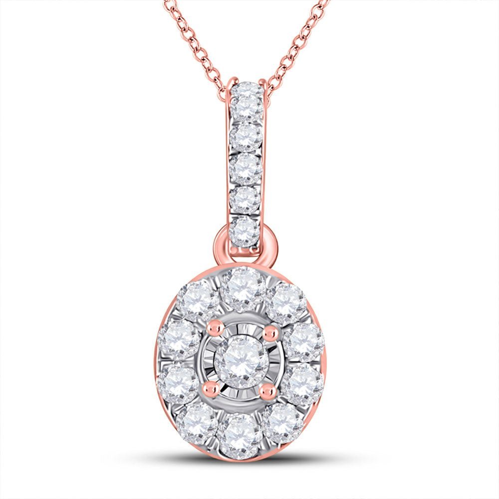 Radiant Rose Gold Diamond Halo Pendant - Splendid Jewellery