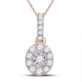 Radiant Rose Gold Diamond Halo Pendant - Splendid Jewellery