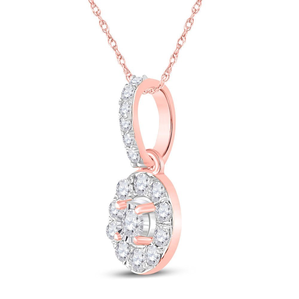 Radiant Rose Gold Diamond Halo Pendant - Splendid Jewellery