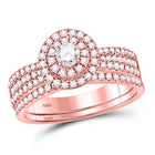 Radiant Rose Gold Diamond Halo Wedding Ring Set - Splendid Jewellery