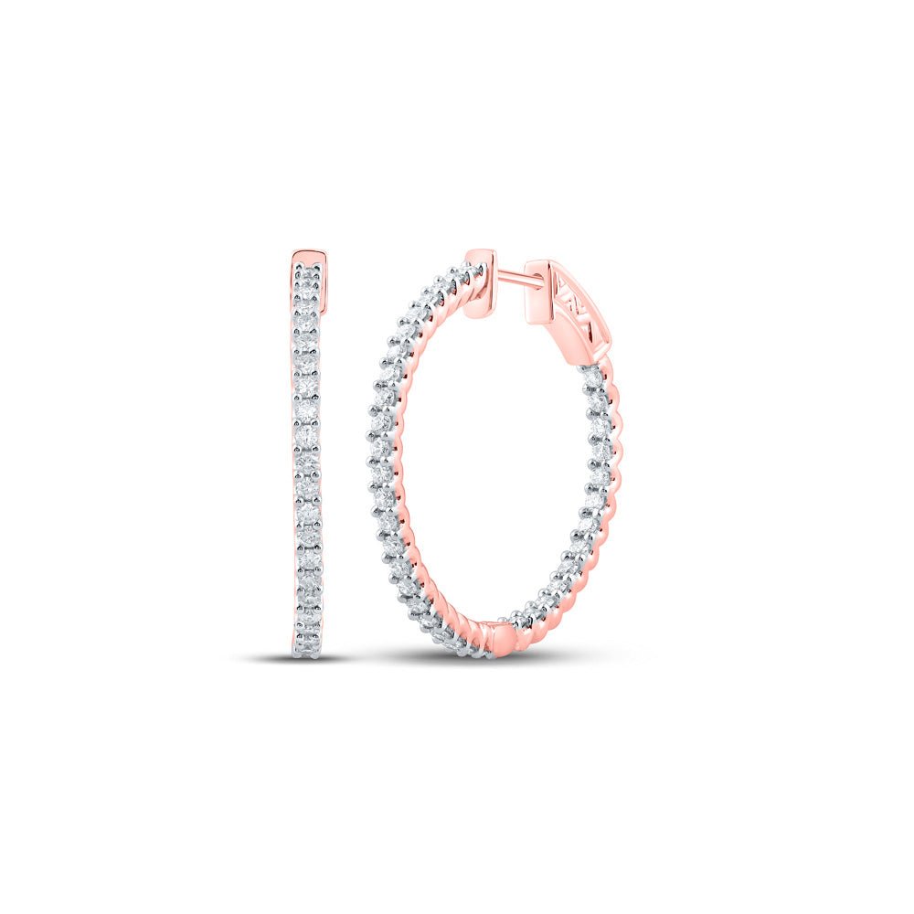 Radiant Rose Gold Diamond In - Out Hoop Earrings - Splendid Jewellery