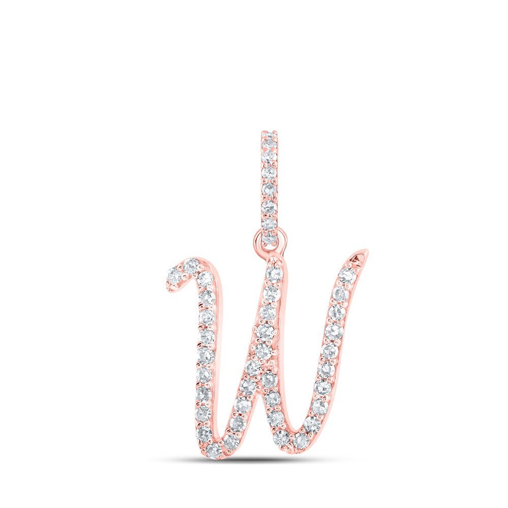 Radiant Rose Gold Diamond Initial Pendant: 10kt W Initial Letter Pendant 1/6 Cttw - Splendid Jewellery