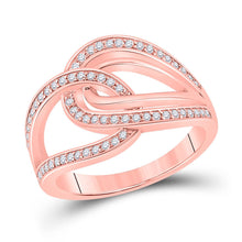 Load image into Gallery viewer, Radiant Rose Gold Diamond Linked Loop Fashion Ring - Top View