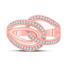 Load image into Gallery viewer, Radiant Rose Gold Diamond Linked Loop Fashion Ring - Front View