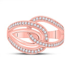 Radiant Rose Gold Diamond Linked Loop Fashion Ring - Front View