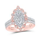 Radiant Rose Gold Diamond Marquise Wedding Ring Set - Splendid Jewellery
