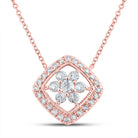 Radiant Rose Gold Diamond Offset Square Cluster Necklace - Splendid Jewellery