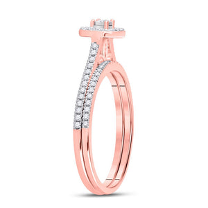 Radiant Rose Gold Diamond Oval Bridal Wedding Ring Band Set - Splendid Jewellery