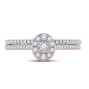 Radiant Rose Gold Diamond Oval Bridal Wedding Ring Band Set - Splendid Jewellery