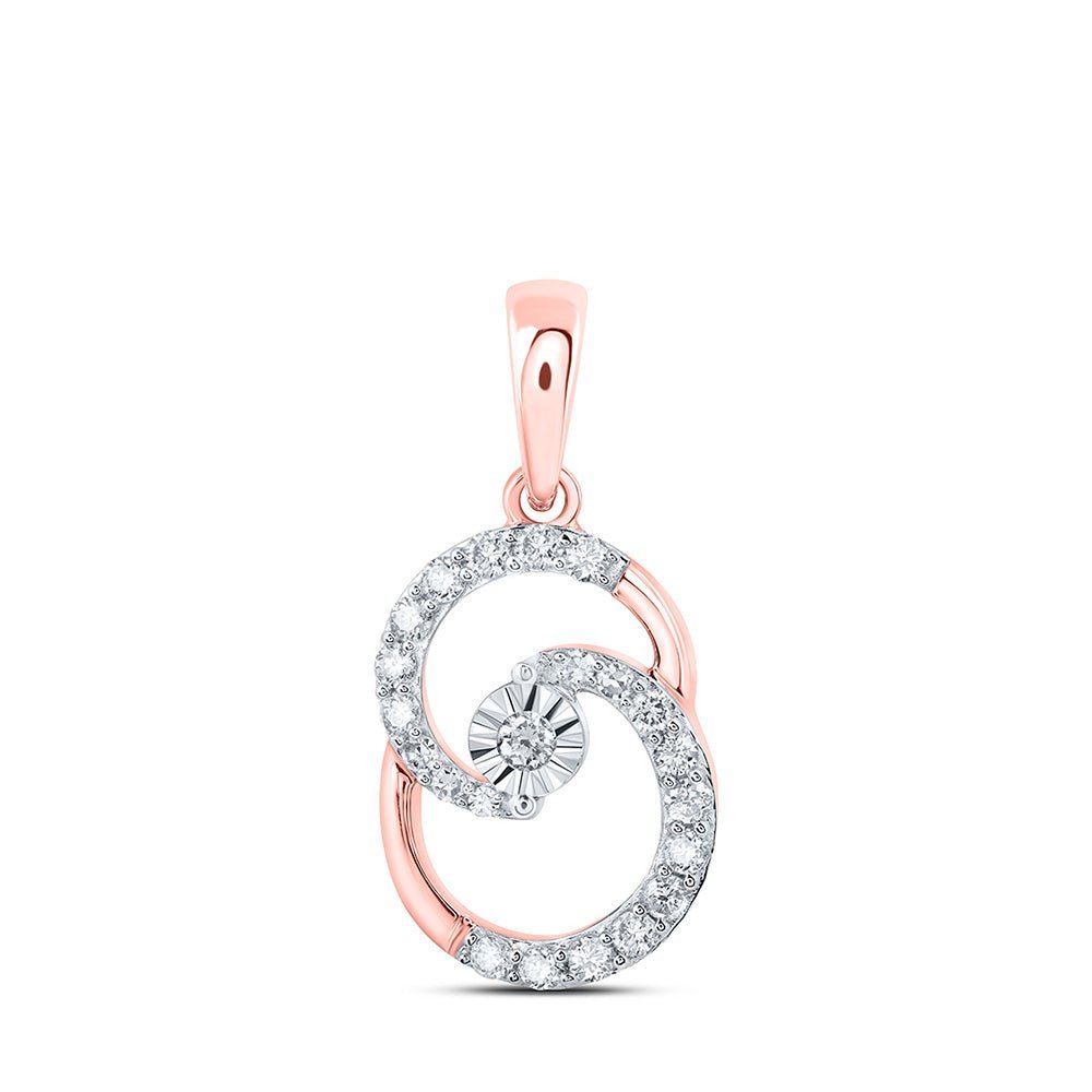 Radiant Rose Gold Diamond Pendant | 10kt Rose Gold Womens Round Diamond Fashion Pendant 1/4 Cttw - Splendid Jewellery