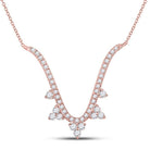 Radiant Rose Gold Diamond Pendant Necklace - A Modern - V Fashion Statement - Splendid Jewellery