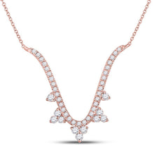 Load image into Gallery viewer, Radiant Rose Gold Diamond Pendant Necklace - A Modern - V Fashion Statement - Splendid Jewellery