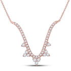 Radiant Rose Gold Diamond Pendant Necklace - A Modern - V Fashion Statement - Splendid Jewellery