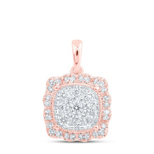 Load image into Gallery viewer, Radiant Rose Gold Diamond Pillow Square Pendant - Splendid Jewellery