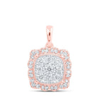 Radiant Rose Gold Diamond Pillow Square Pendant - Splendid Jewellery